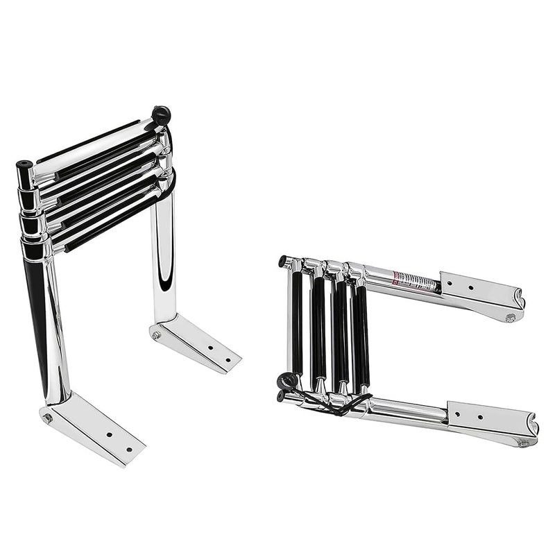 Haida 4 Step Telescoping Boat Ladder Folding Pontoon Dock Ladder, Stainless Steel Swimming Stepladder for Boat Ship Yacht Marine, Rated to 400 Pounds - Image 1
